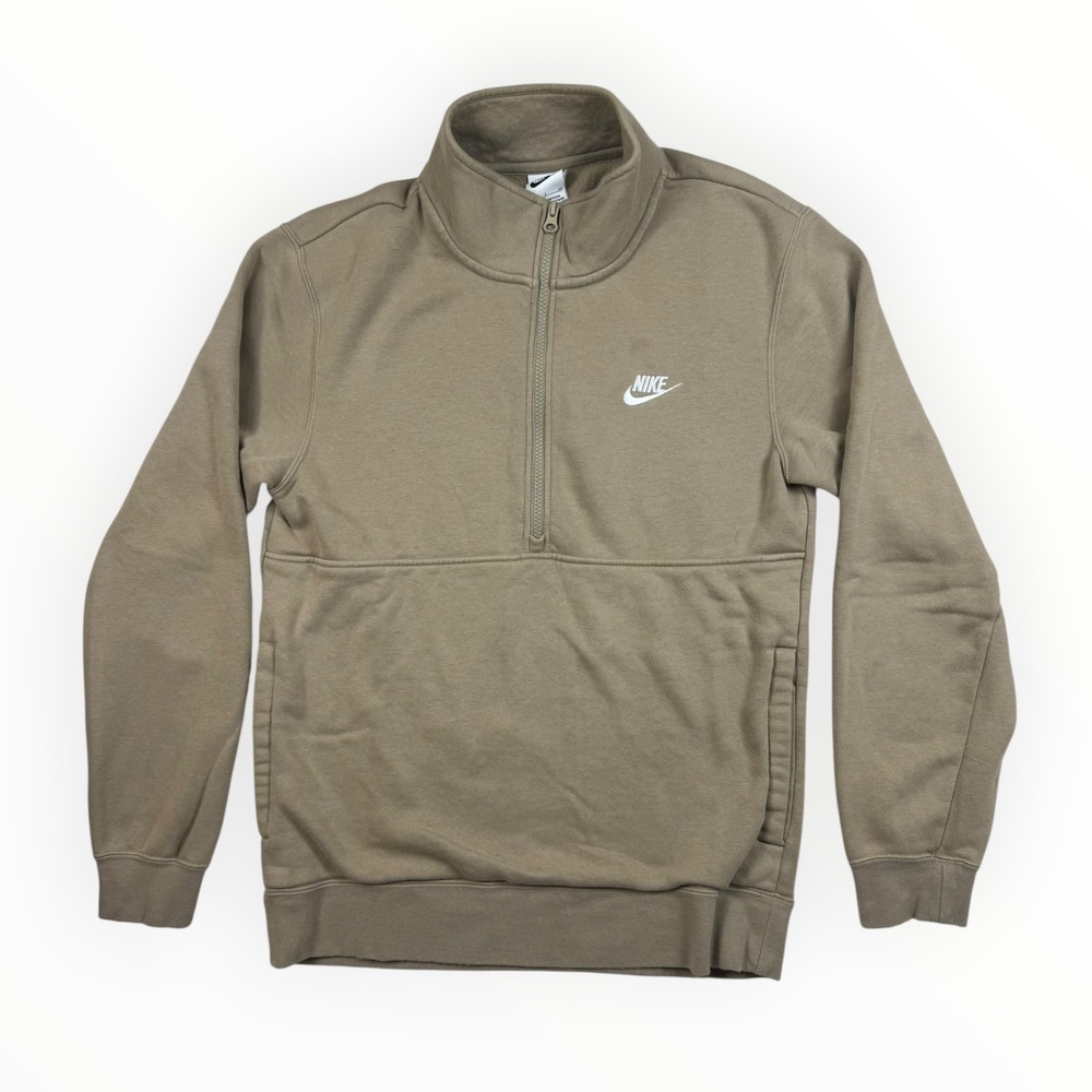 Nike Quarter Zip Sweatshirt Womens Small Tan Brown Fleece Pullover